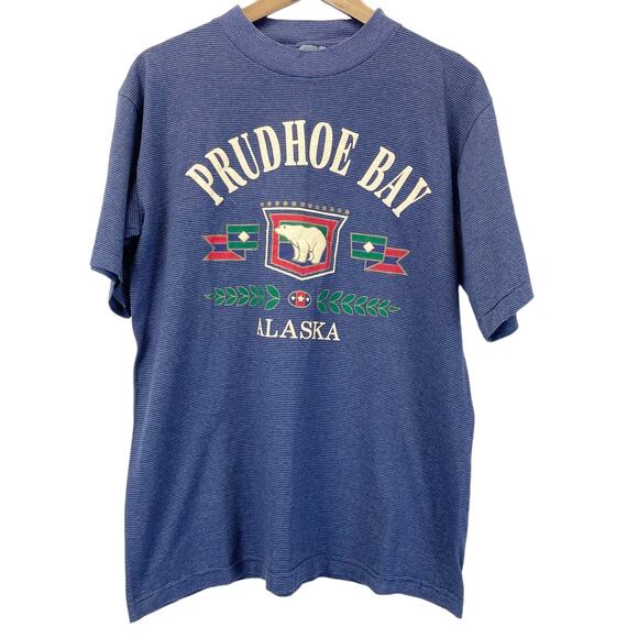 Vintage Other - VINTAGE Mens L  Prudhoe Bay Single Stitch T-Shirt Striped Polar Bear North Slope